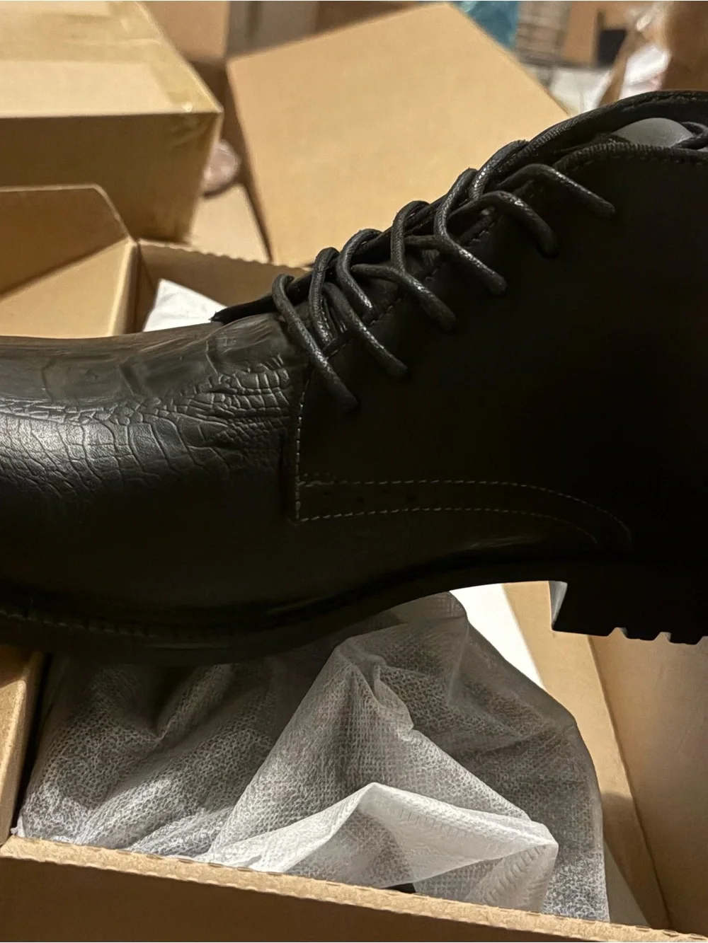 Men's Black Leather Lace-Up Ankle Boots